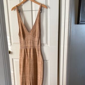 Ronny Kobo Elegant Tan Knit Dress